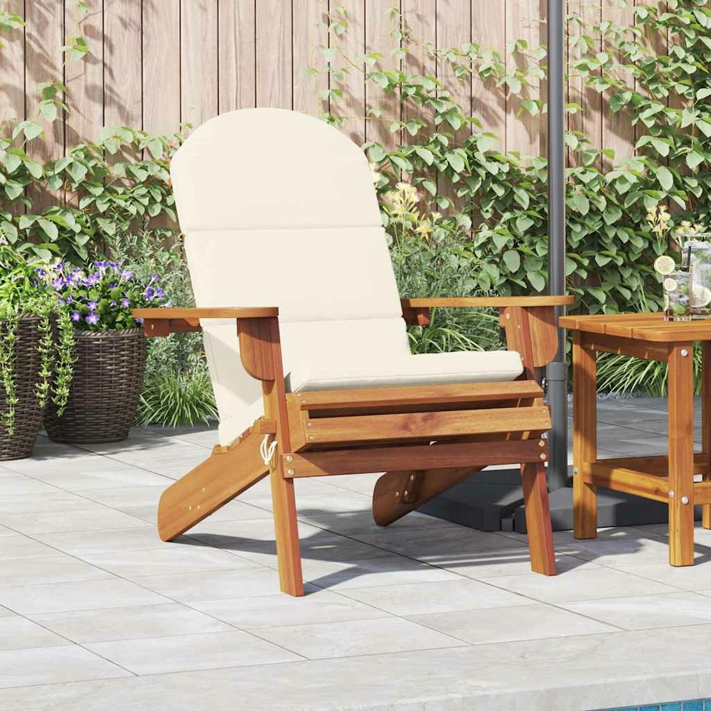 Chaise de jardin adirondack avec coussins bois massif d'acacia