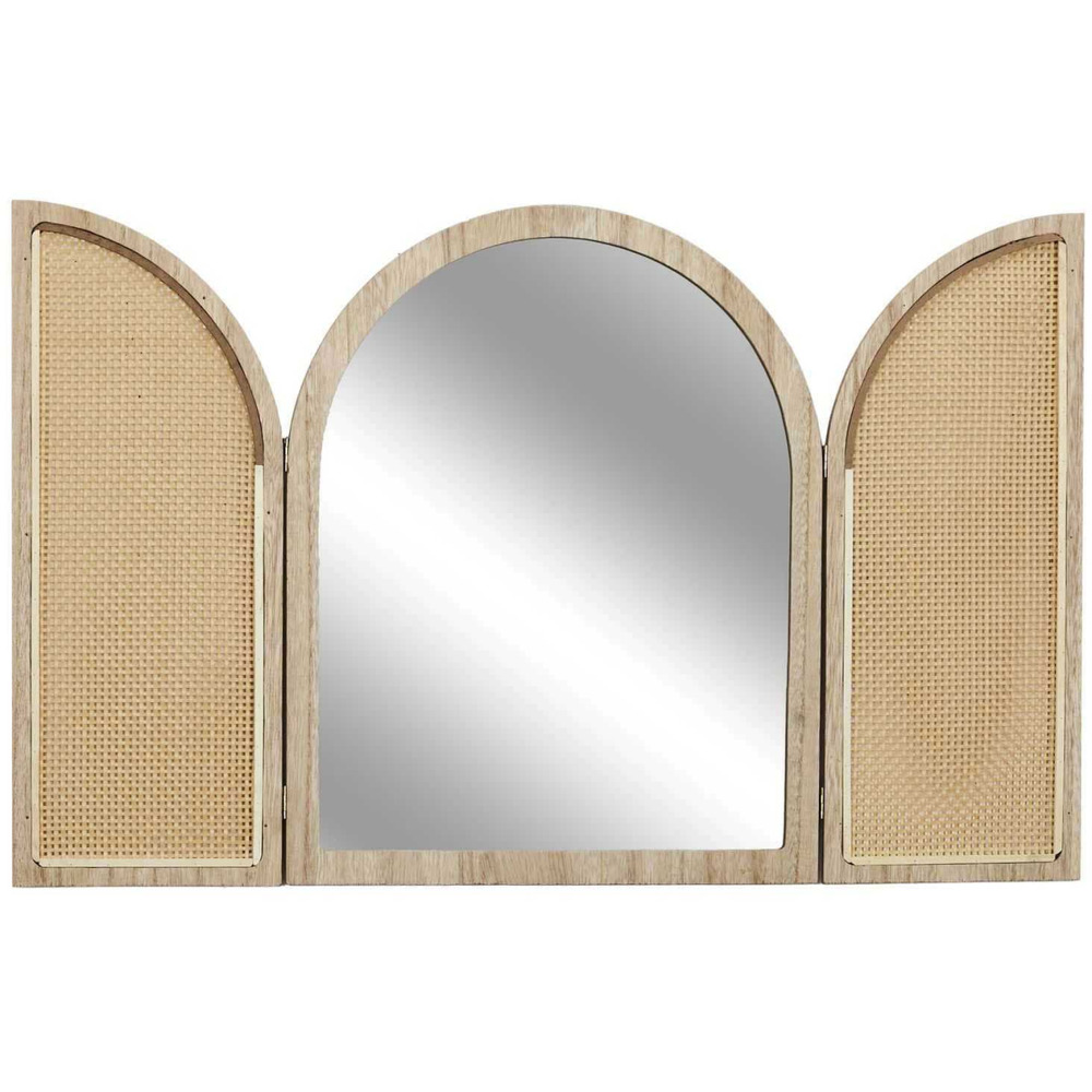 Miroir à volets en mdf et cannage bali