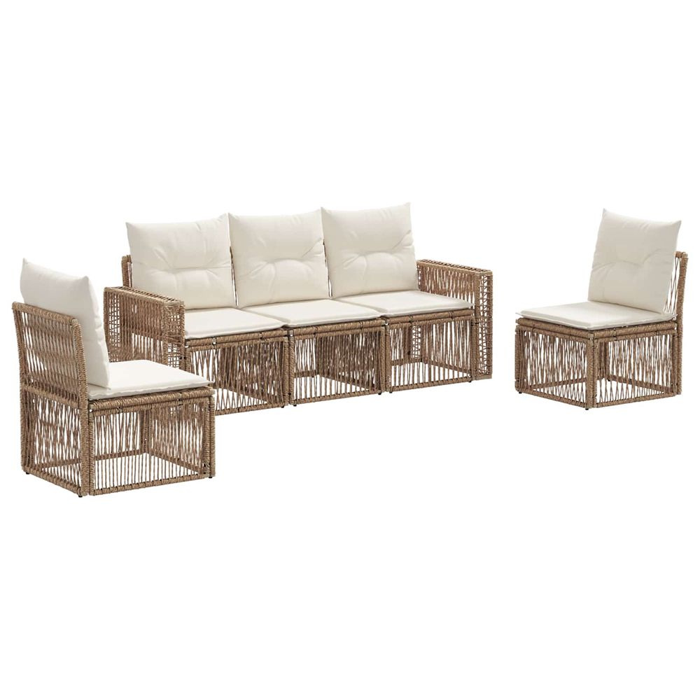 Ensemble de canapé de jardin 5 pc beige et blanc crème