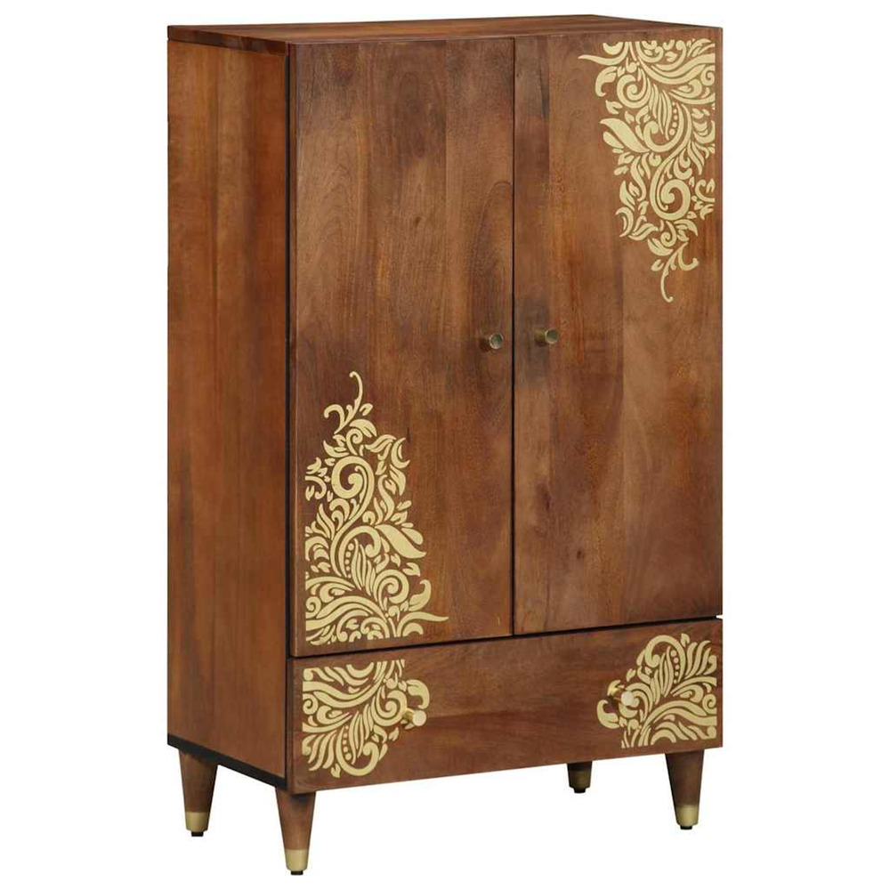 Haut armoire marron 60 x 33 x 100 cm bois de mangue massif