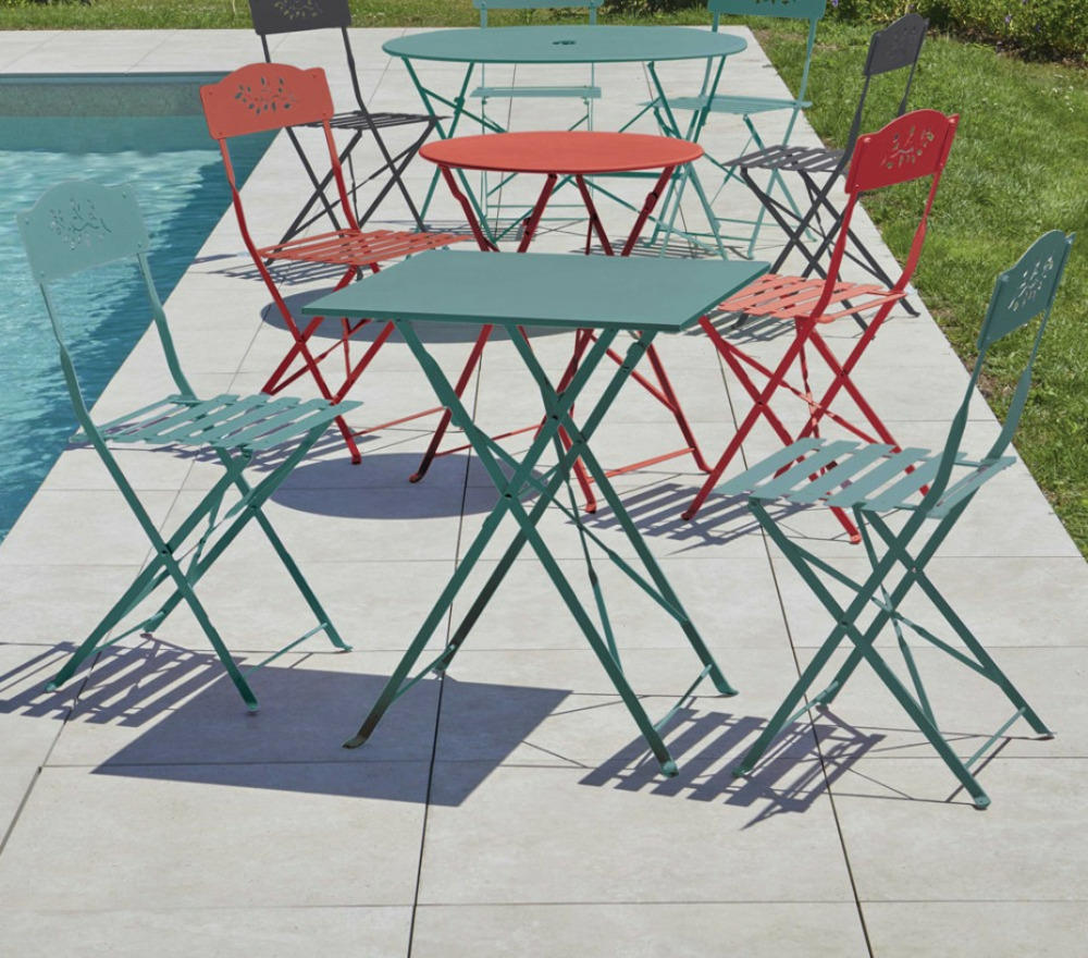 Table de jardin pliante - 2 places - vert amande - florence