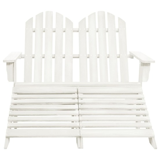 Chaise de jardin adirondack 2 places et repose-pied sapin blanc