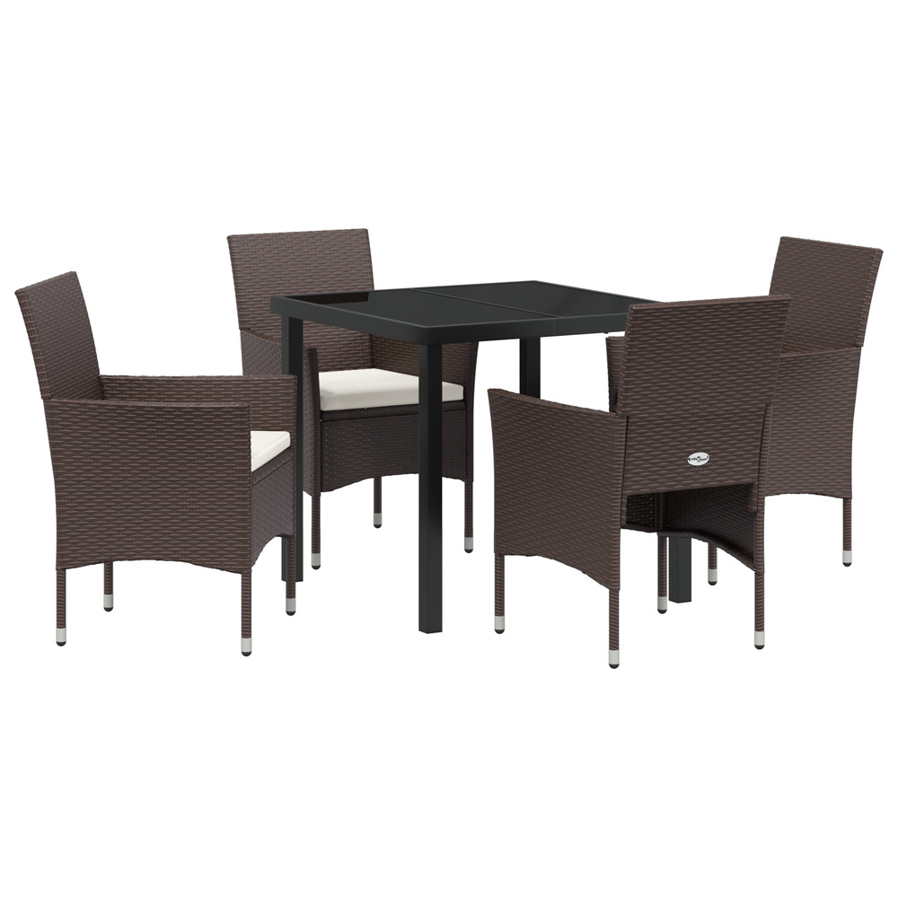 Ensemble de jardin 5 pièces marron rattan synthétique