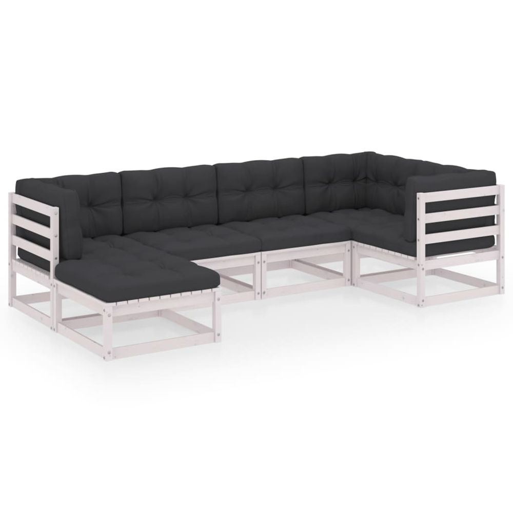 Salon de jardin 6 pcs avec coussins bois de pin massif