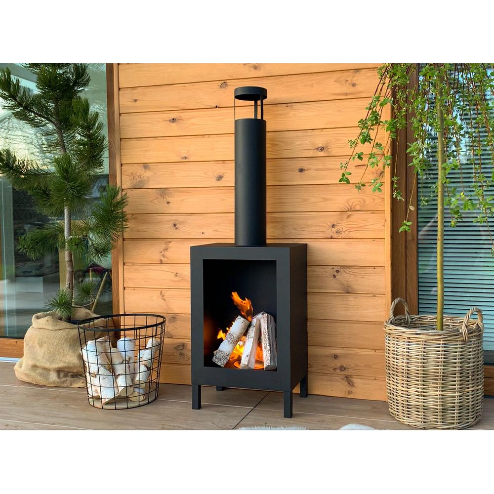 Cheminée bioéthanol sur pied kozen 44 x 136 x 31 cm noir mat