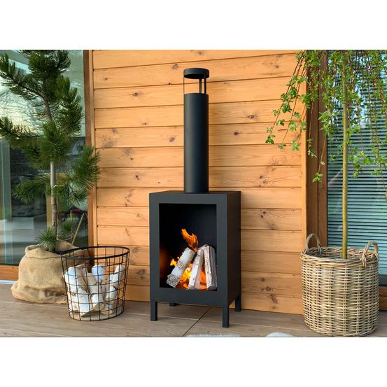 Cheminée bioéthanol sur pied kozen 44 x 136 x 31 cm noir mat