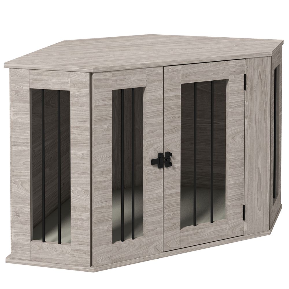 Meuble cage d’angle pour chien bois et acier 104 x 55 x 63 cm brun avec coussin - comfortxl outdoor living