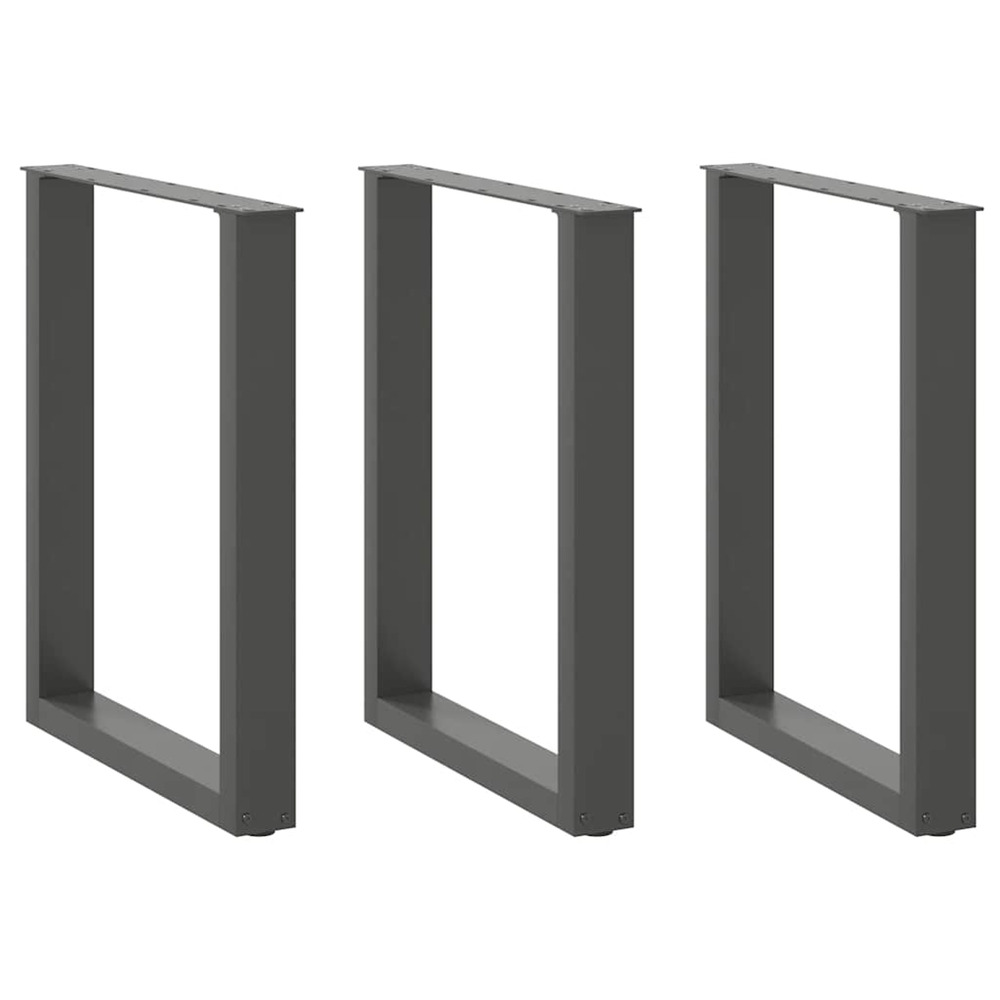 Pieds de table à manger en u 3 pièces anthracite 70 x (72-73) cm acier