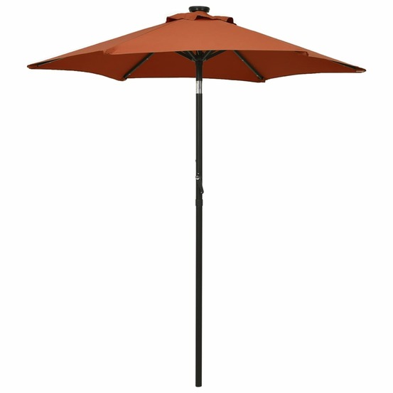 Parasol avec lumières led terre cuite 200 x 211 cm aluminium