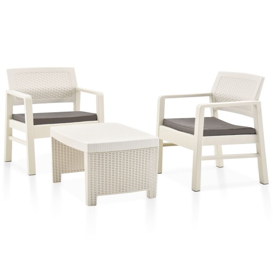 Salon de jardin 3 pcs plastique blanc