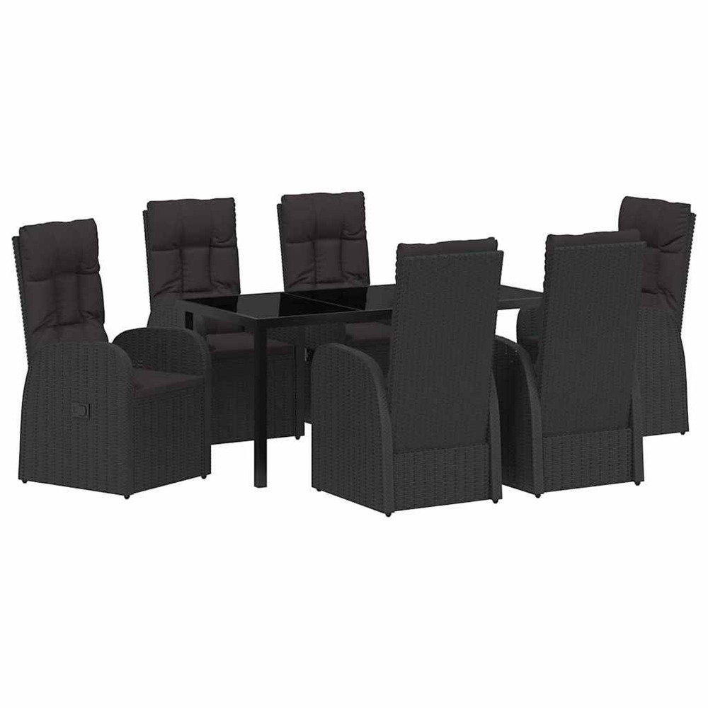 Ensemble de salle à manger pour jardin 7 pcs noir polyrotin