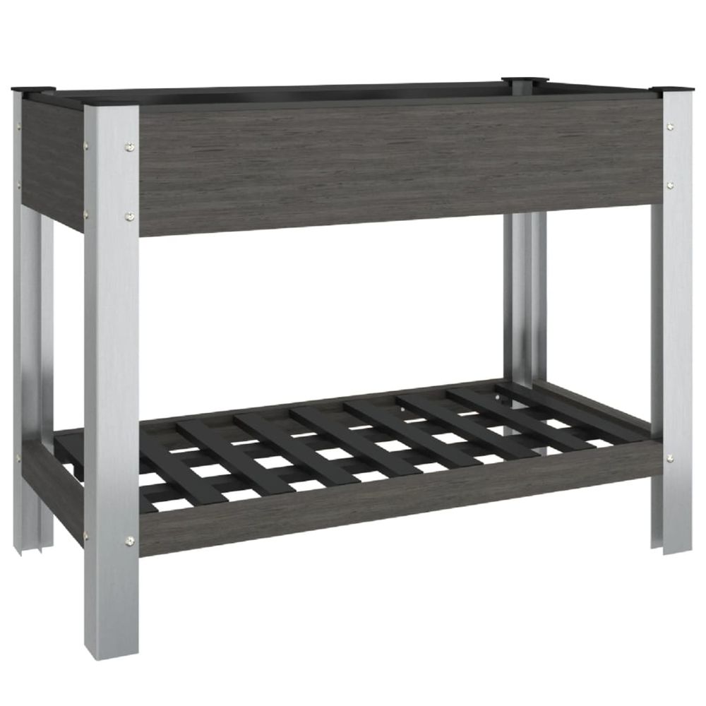 Lit surélevé de jardin avec étagère gris 100x50x75 cm wpc