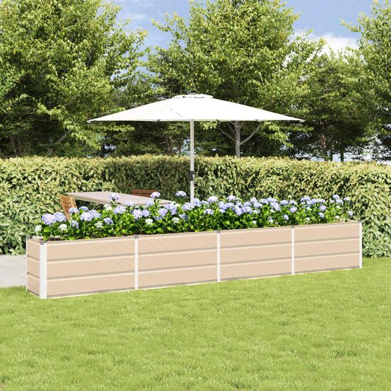 Jardinière géante acier pour aménagement extérieur 320x40x45 cm ivoire