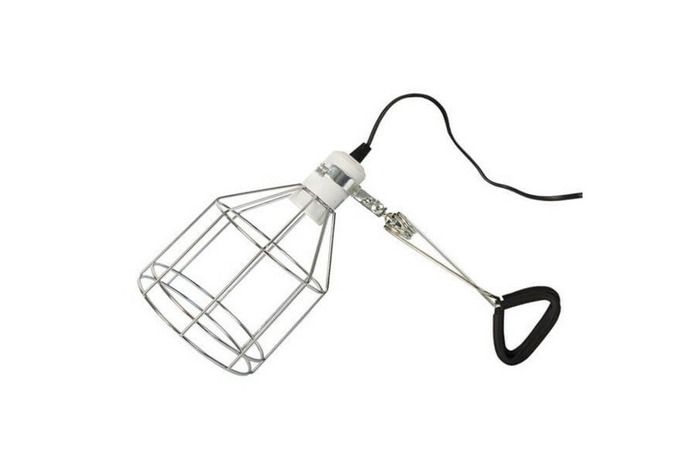 Support de lampe grillagé avec pince de fixation support d'ampoule chauffante / uvb pour reptiles (lézards, serpents, tortues),