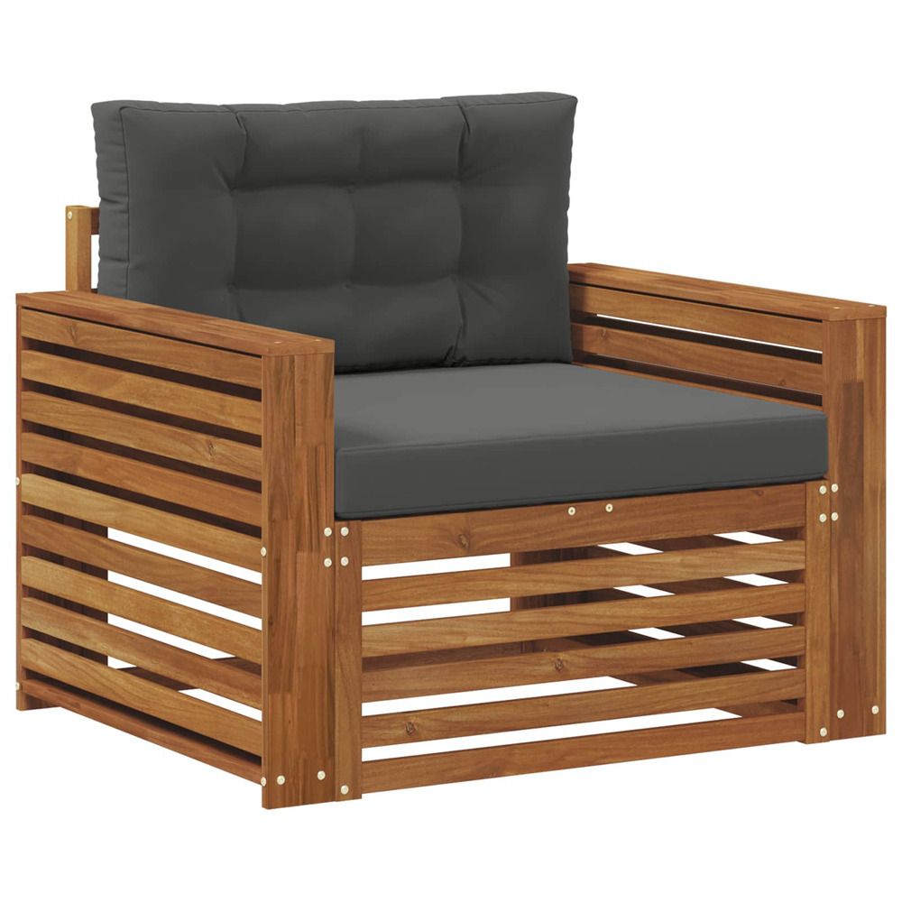 Canapé d’extérieur bois d'acacia massif et polyester