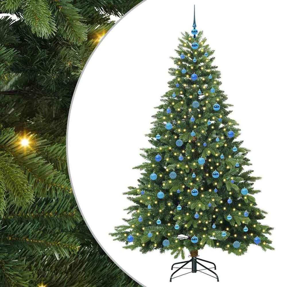 Sapin de noël artificiel avec 300 led vert 210 cm pe et pvc