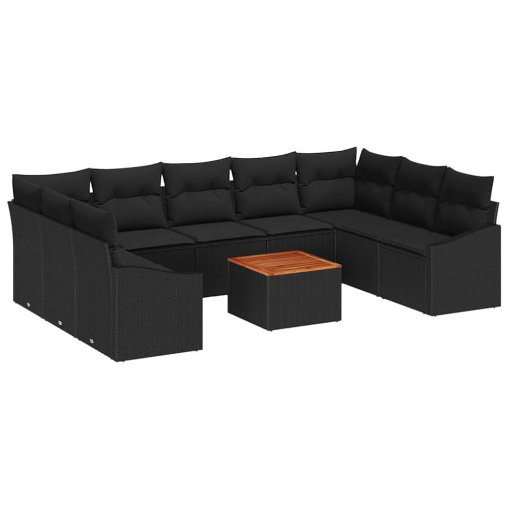 Ensemble de canapé de jardin 10 pc noir polyrotin