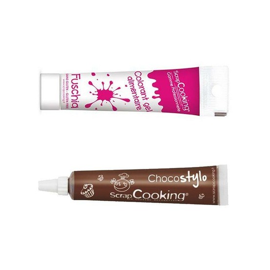 Stylo chocolat + colorant alimentaire en gel fuschia