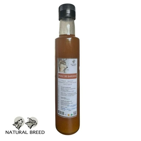Huile de sardine pour chien et chat – complément alimentaire naturel – topper appétence et oméga-3 – 1L