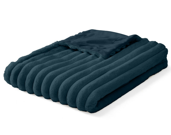 Arezzo - plaid - 100x140 cm - en fausse fourrure côtelé et velours