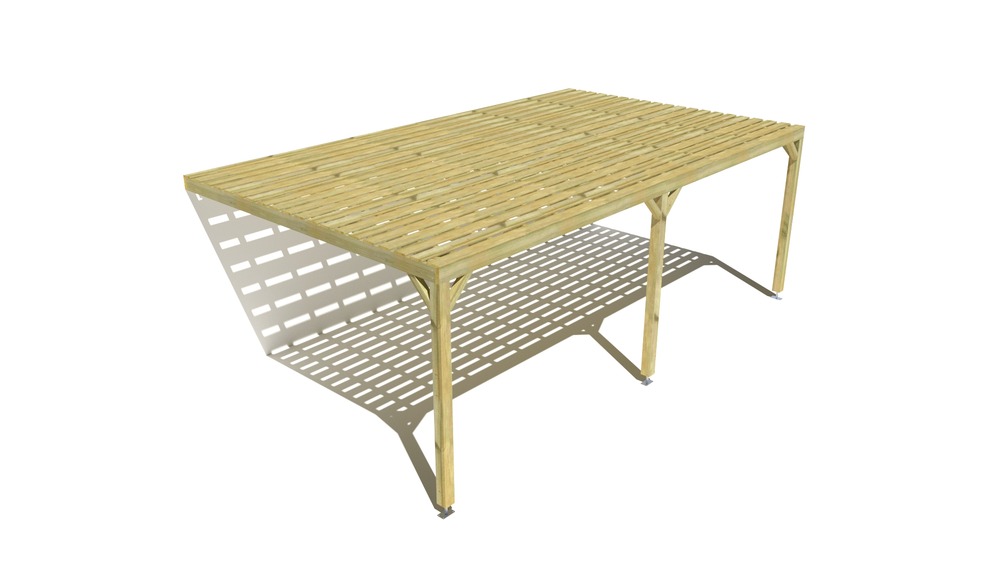 Pergola bois • 7m x 4m • adossée • sens profondeur • platelage bois • livraison comprise