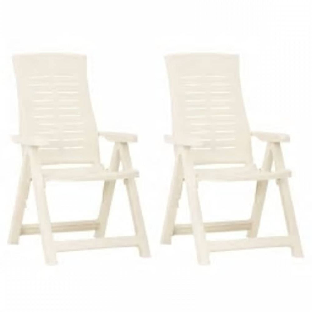 Chaises pliantes inclinables, lot de 2, en plastique blanc