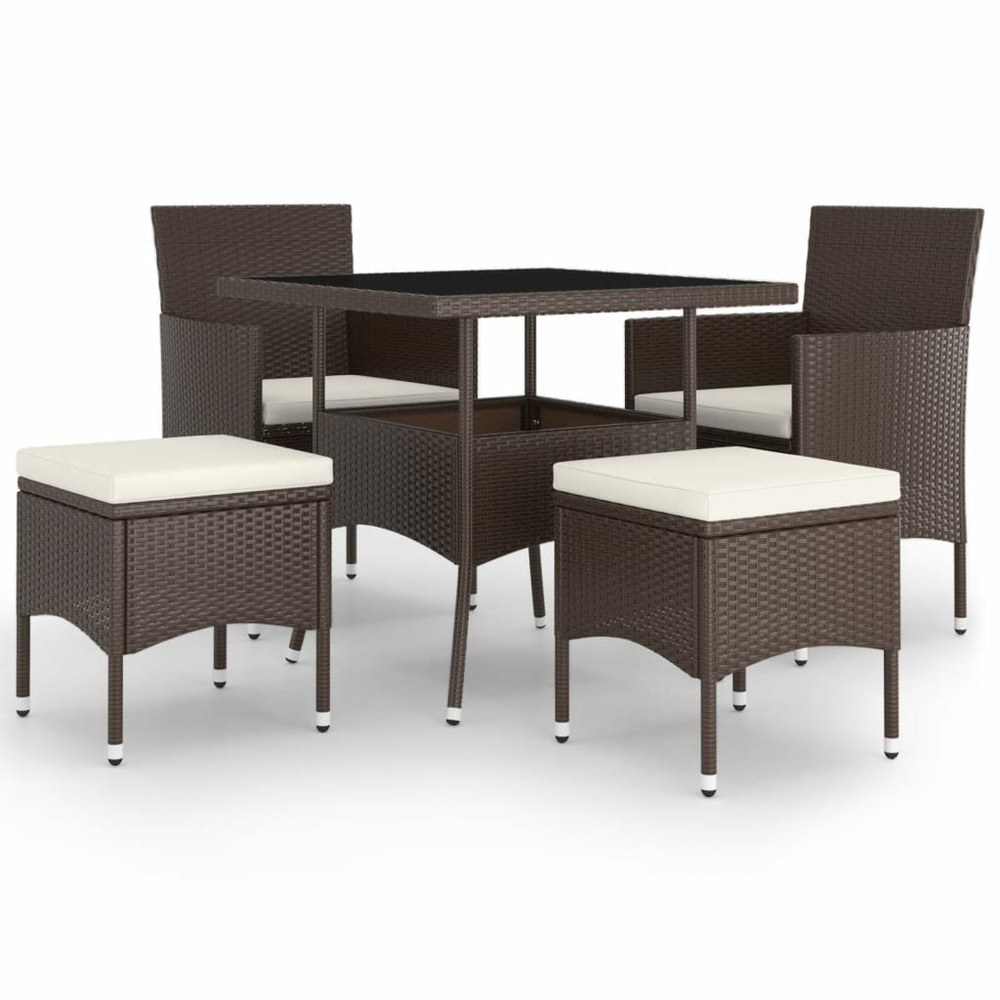 Ensemble à manger de jardin 5pcs résine tressée marron