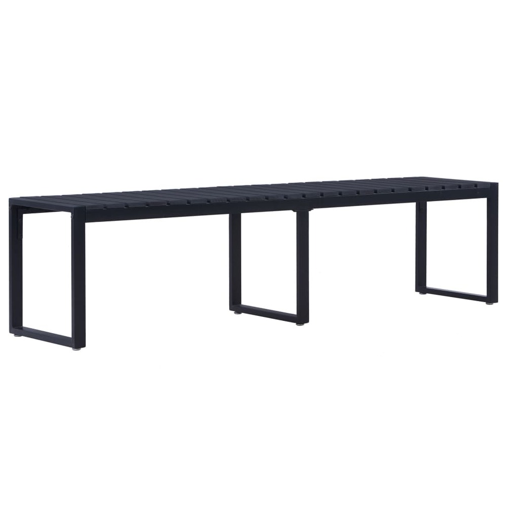 Banc de jardin meuble de patio d'extérieur terrasse 180 cm panneau ps noir