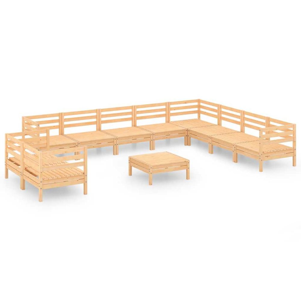 Salon de jardin 11 pcs bois de pin massif