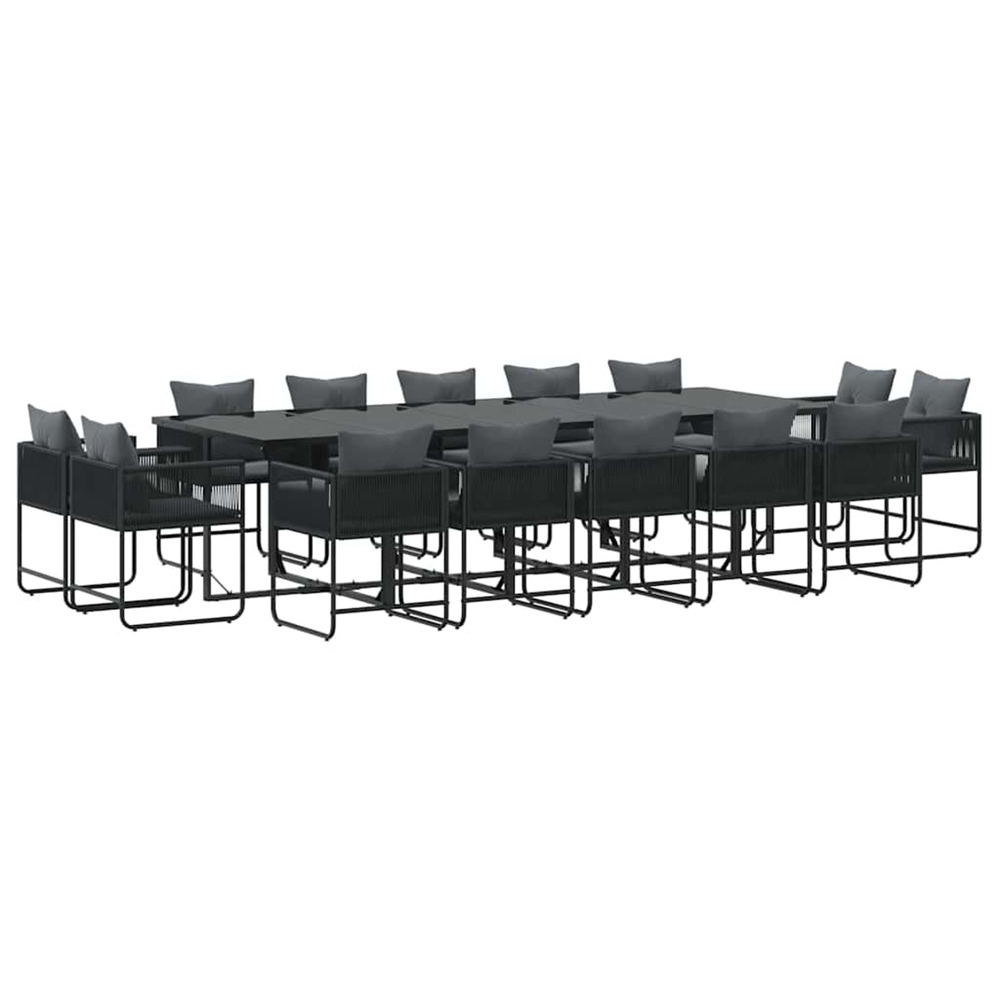 Ensemble de salle à manger pour jardin 15 pcs noir acier