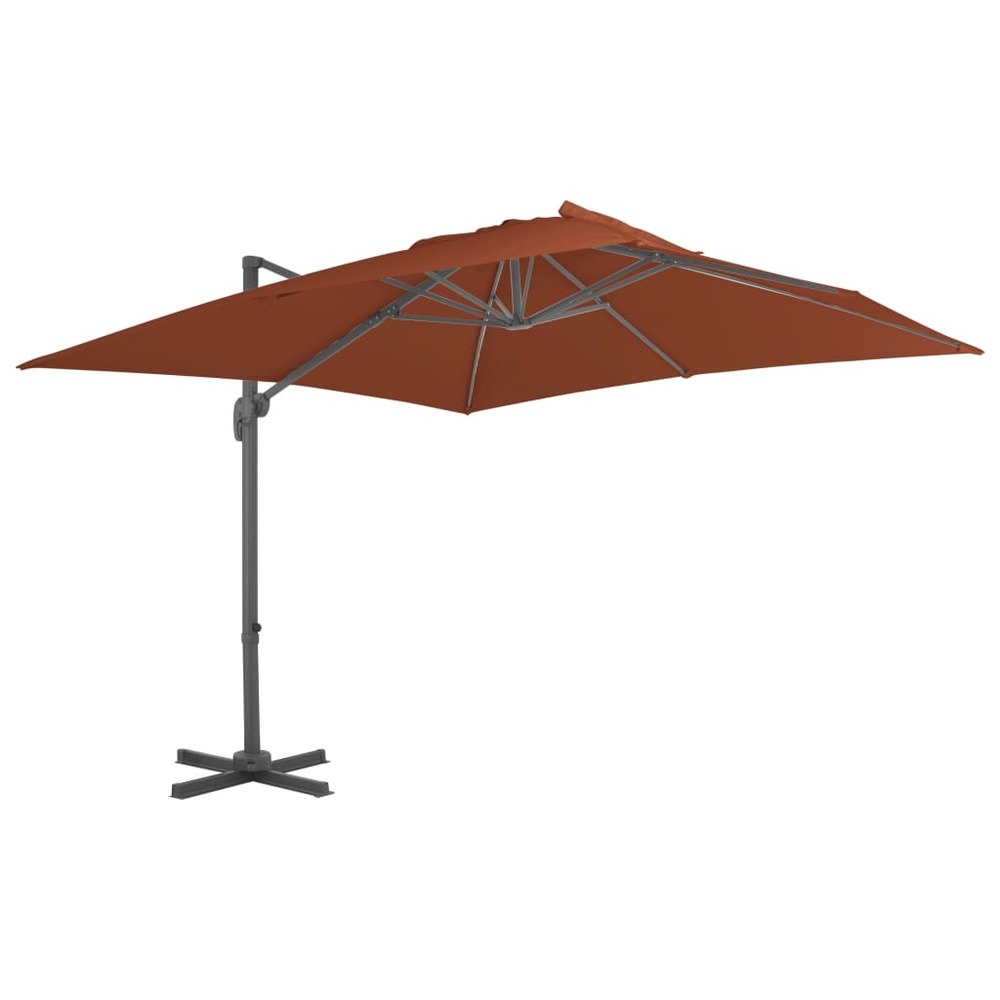 Parasol déporté avec mât en aluminium 400 x 300 cm orange foncé