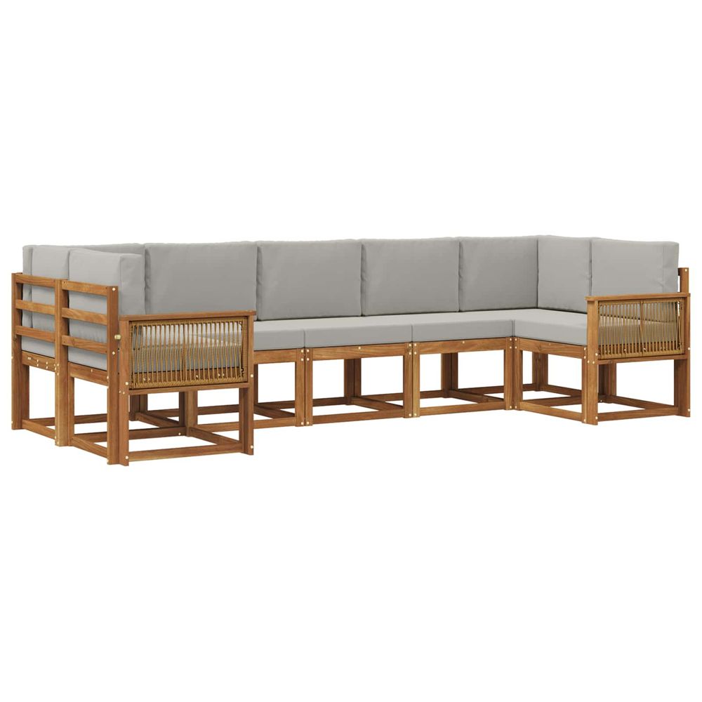Ensemble de canapés d'extérieur 7 pc naturel et gris clair