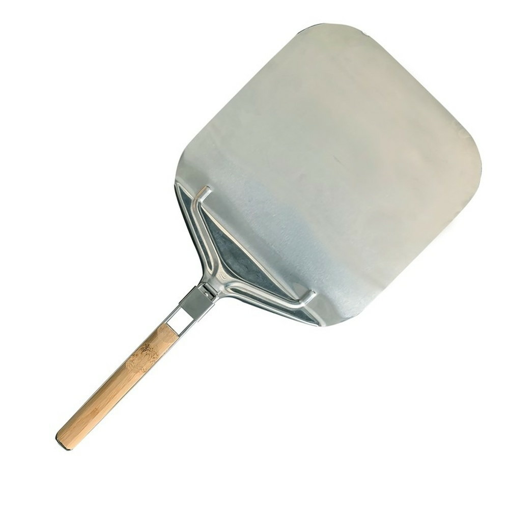 Pelle à pizza en inox à manche pliable en bambou - l.42 x p.32 x h.6 cm