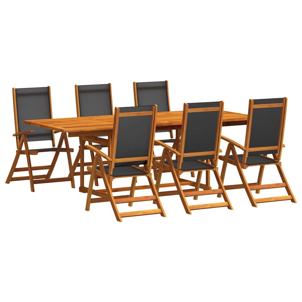 Ensemble à manger de jardin 7pcs bois d'acacia solide textilène