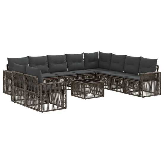 Ensemble de canapé de jardin 11 pc gris et gris foncé polyrotin