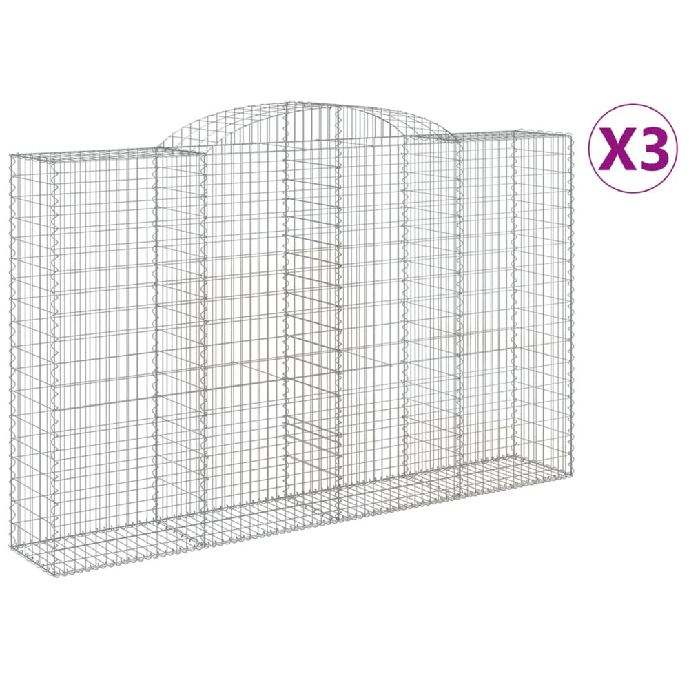 Paniers à gabions arqués 3 pcs 300x50x180/200 cm fer galvanisé