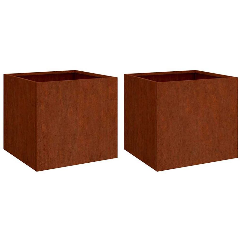Jardinière d'extérieurs 2 pcs 32x30x29 cm acier corten