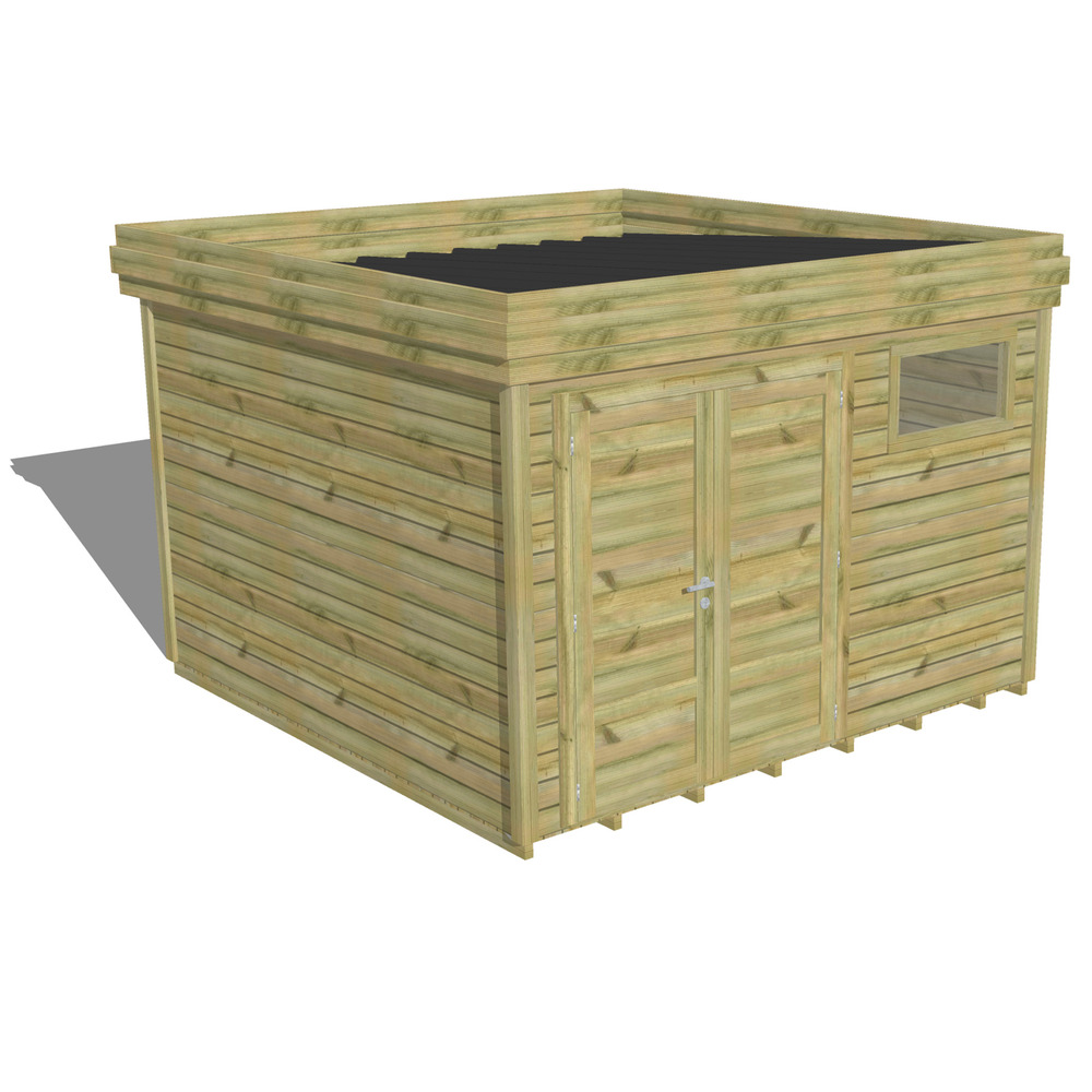 Abri de jardin bois pin traité autoclave 27mm - 3,44x3,44m / 12m2 - bac acier - plancher bois