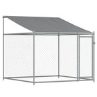 Cage pour chien avec toit et porte gris 2x2x2 m acier galvanisé