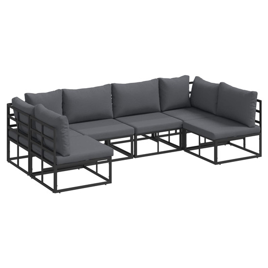 Ensemble de canapé de jardin avec coussin 6 pcs noir aluminium