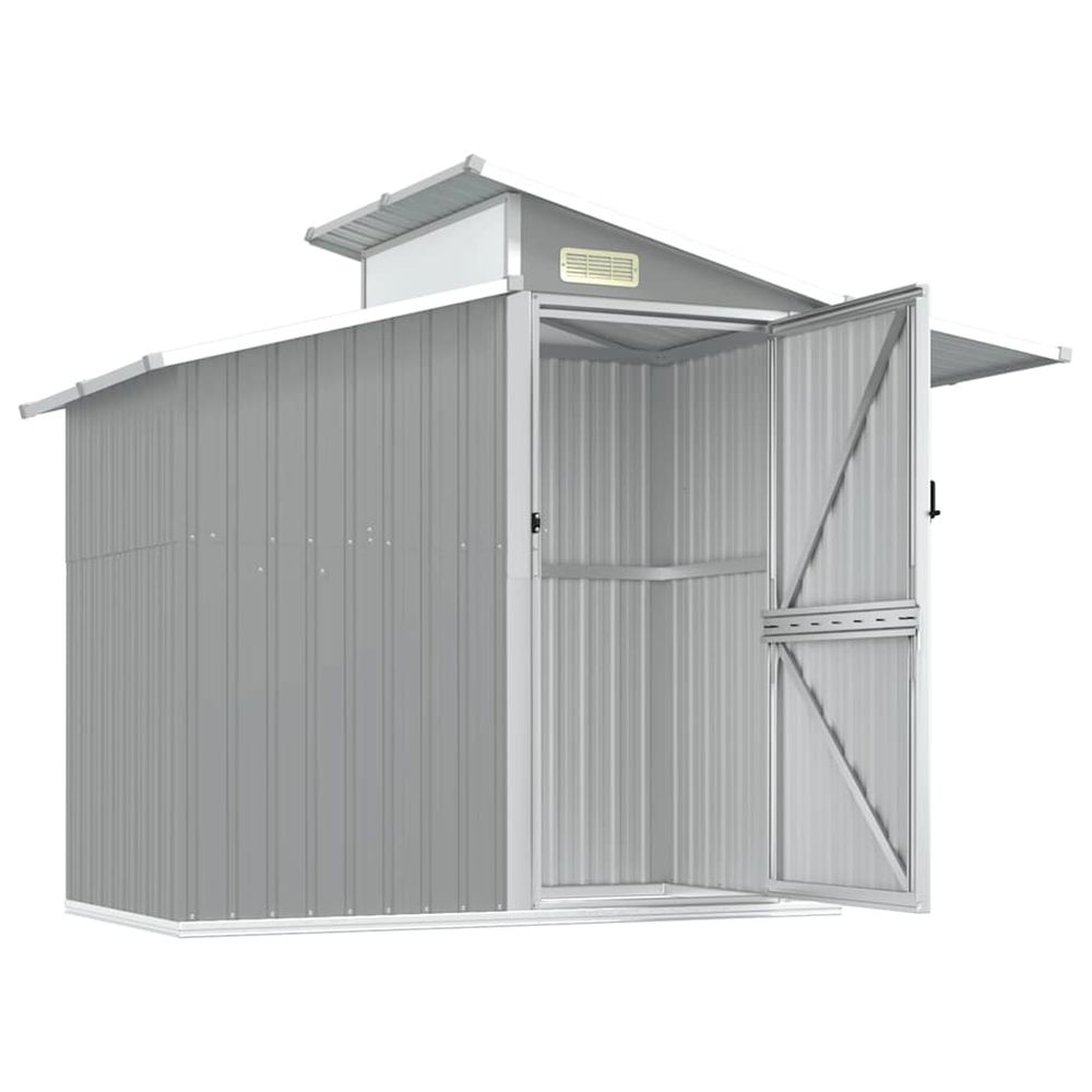 Abri de jardin gris 270x130x208,5 cm métal galvanisé