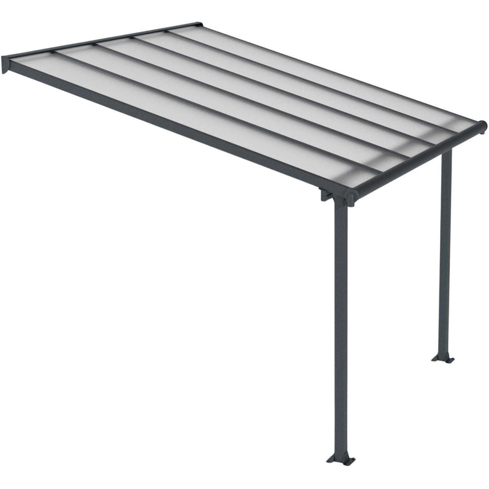 Pergola à adosser en aluminium gris et polycarbonate olympia 3 x 3m