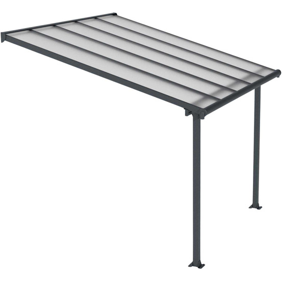 Pergola à adosser en aluminium gris et polycarbonate olympia 3 x 3m