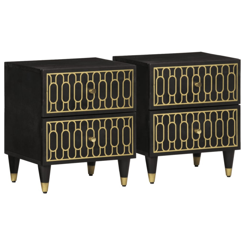 Tables de chevet 2 pcs 40x33x46 cm bois de manguier solide