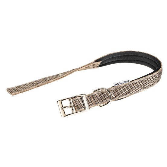 Collier pour chiens réfléchissant rembourré daytona deluxe c25/53, réglable, boucle en métal, marron-noir