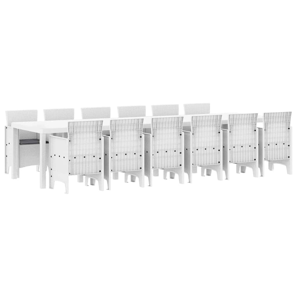 Ensemble de salle à manger pour jardin 13 pcs blanc rattan polt
