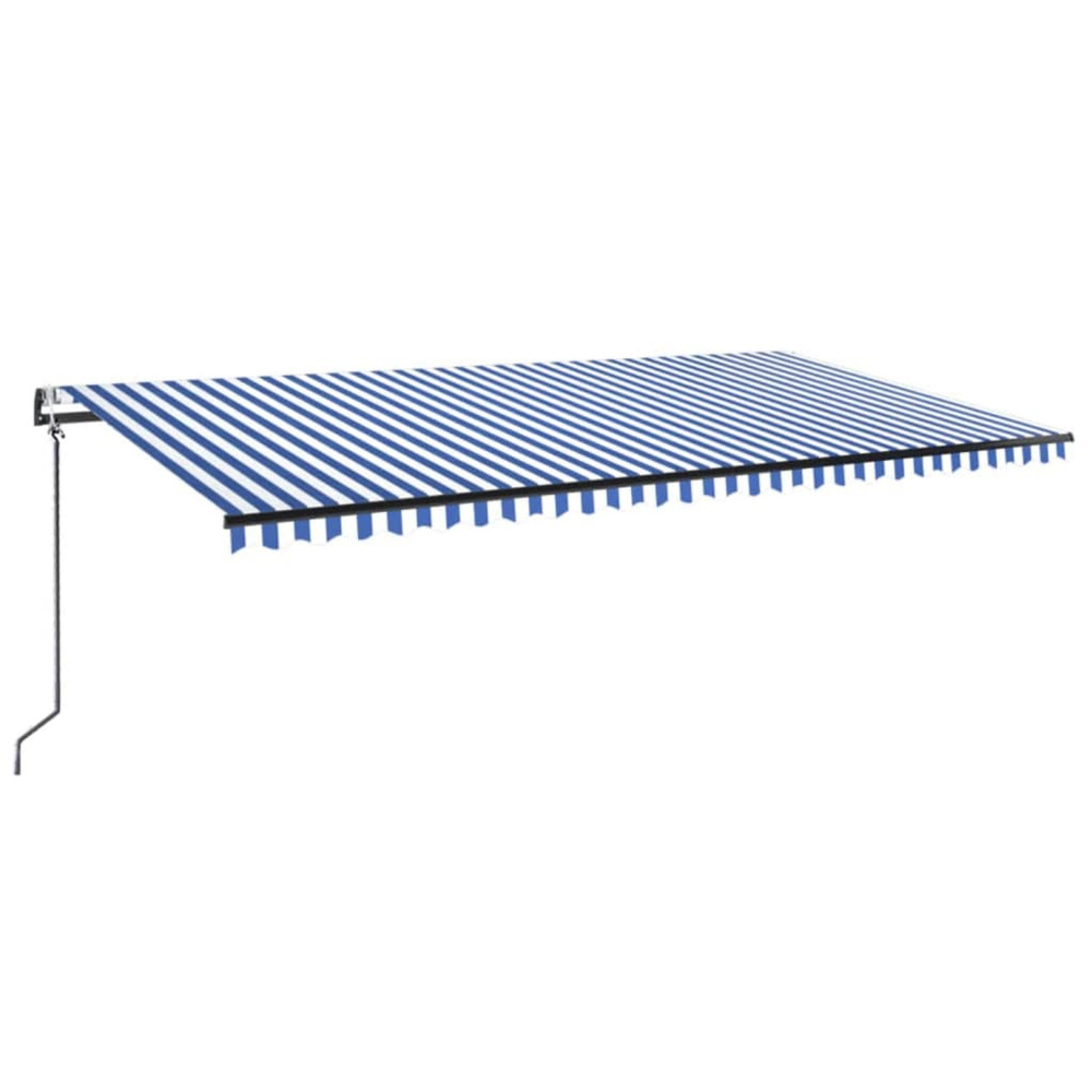 Auvent automatique capteur de vent/led 600x300 cm bleu et blanc