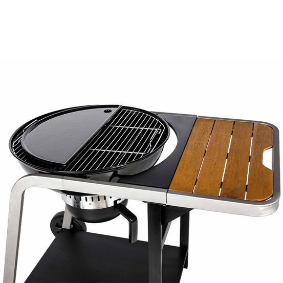 Plancha demi-lune en fonte émaillée pour barbecue kettle