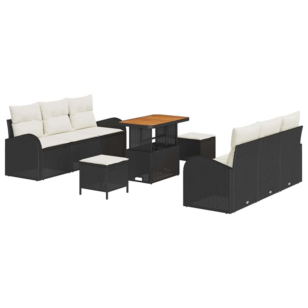 Ensemble de canapé de jardin 9 pc noir polyrotin