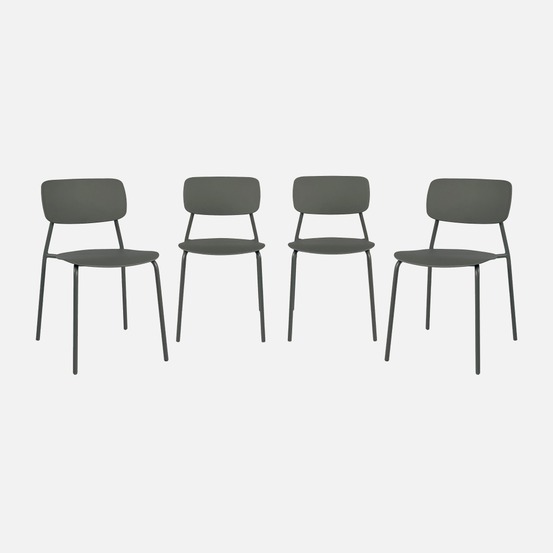 Lot de 4 chaises de jardin empilables acier et plastique - liva